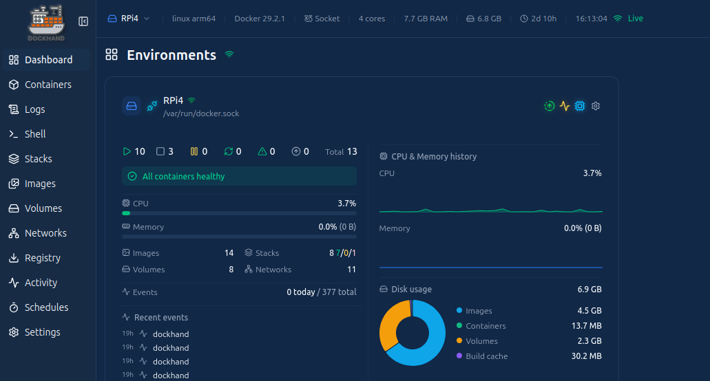 Page d'accueil de Dockhand